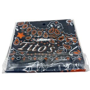 Tito's Vodka Paisley Bandana Black Orange White Logo Streetwear NEW